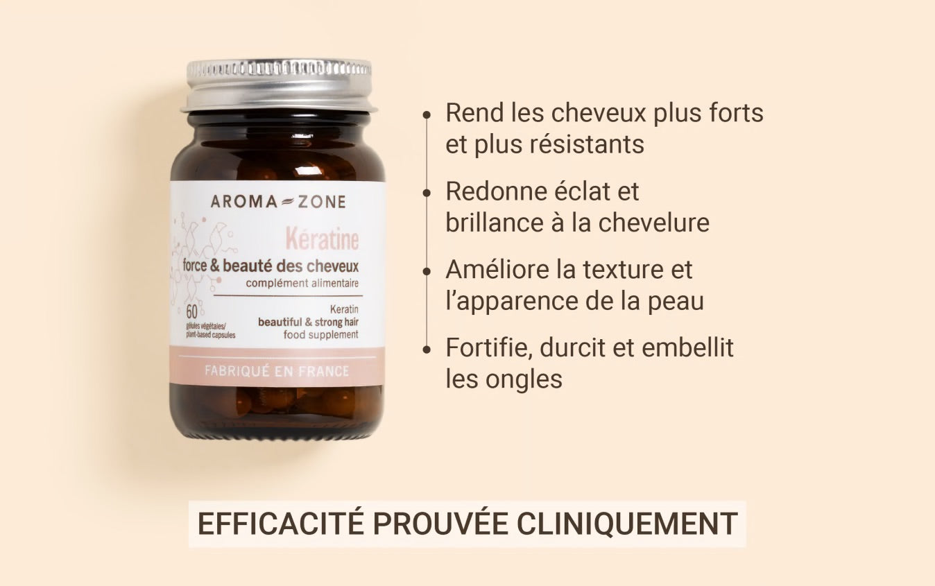 Kératine - 60 gélules - Complément alimentaire Cheveux & Ongles