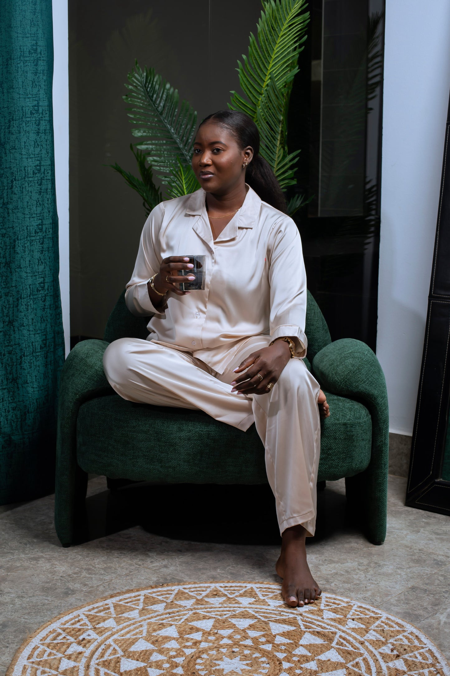 Djie Fall Silk - Set Pyjama en soie Beige - Astou