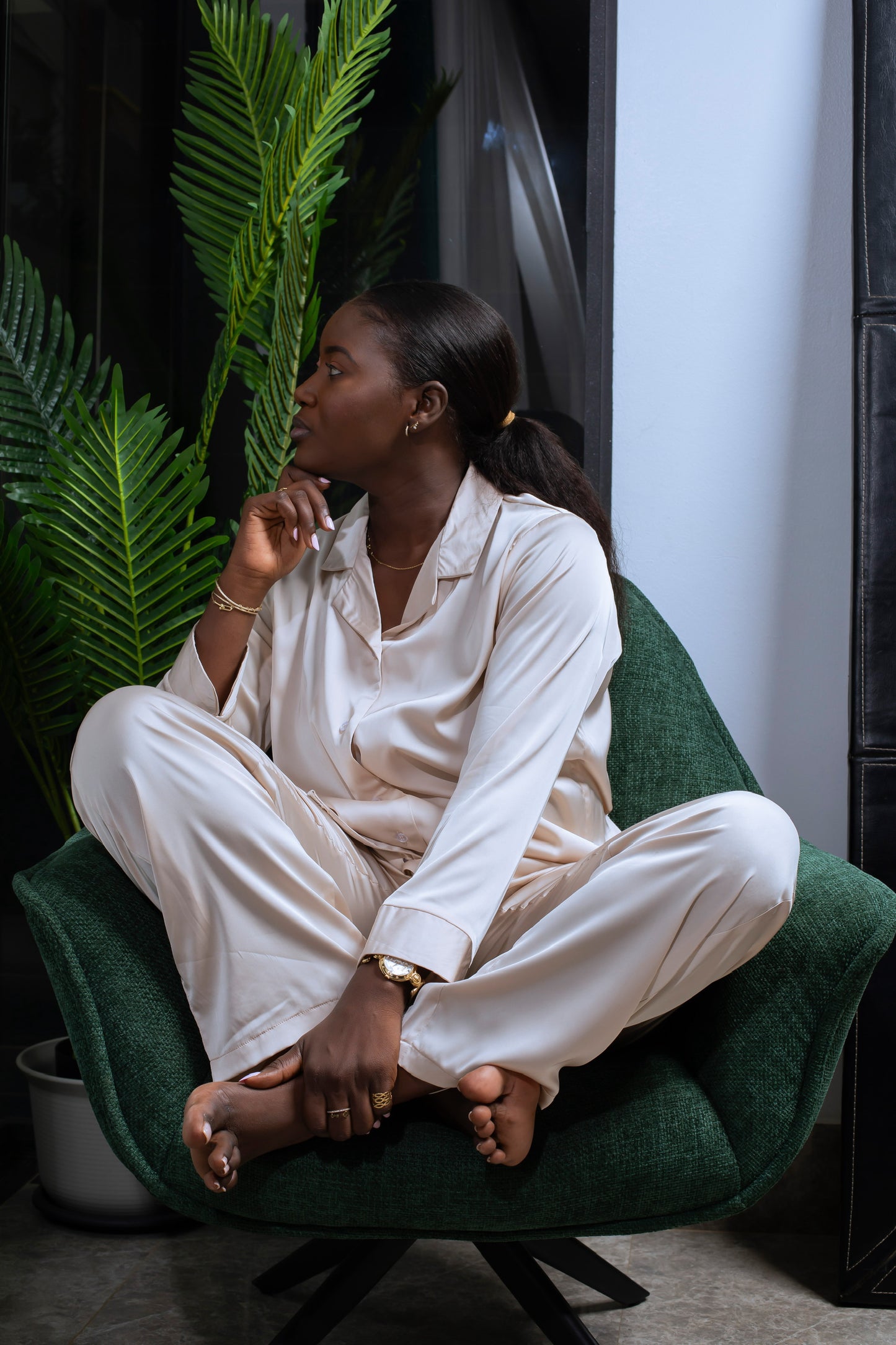 Djie Fall Silk - Set Pyjama en soie Beige - Astou