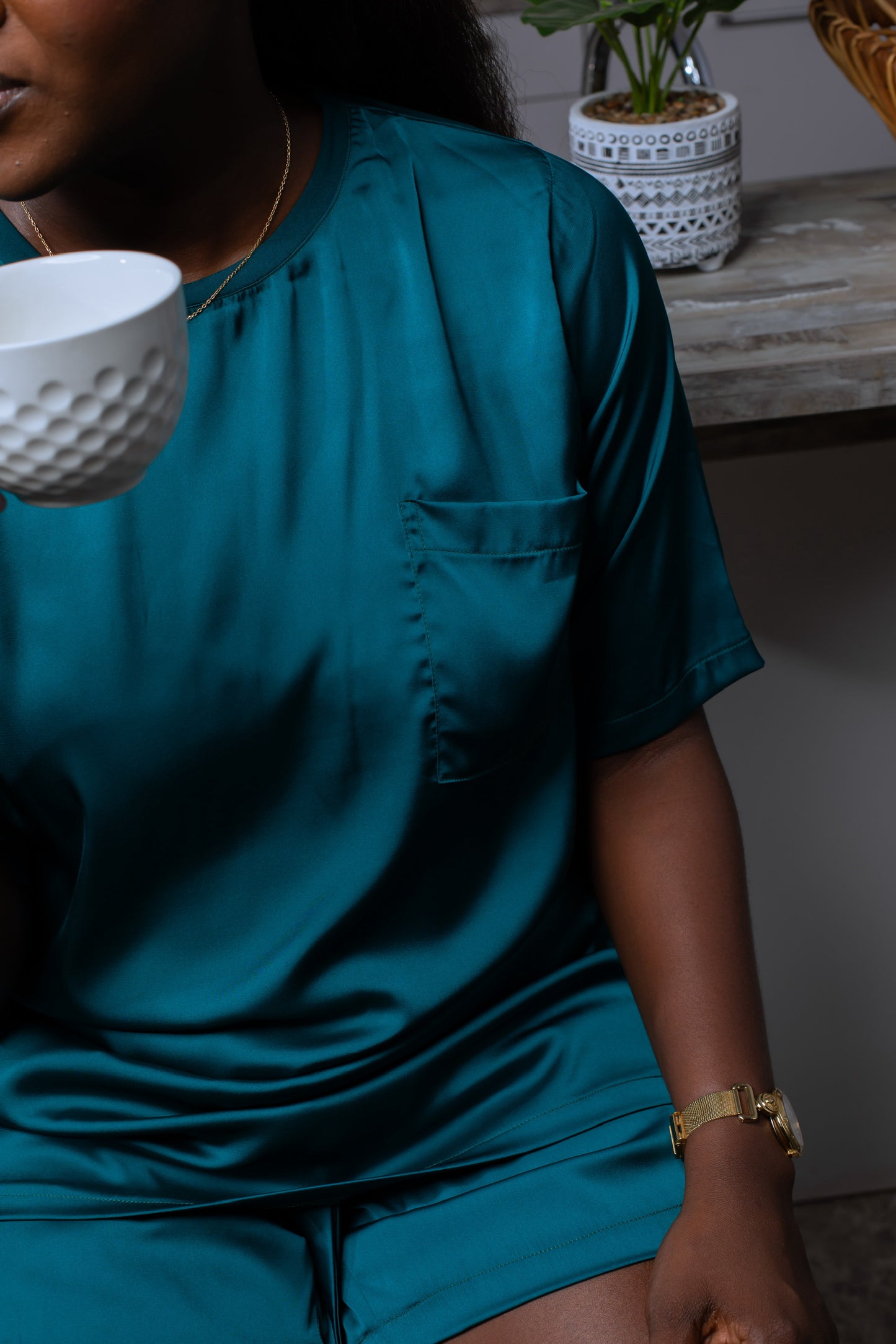 Djie Fall Silk - Set de Pyjama Vert Emeraude- Bineta