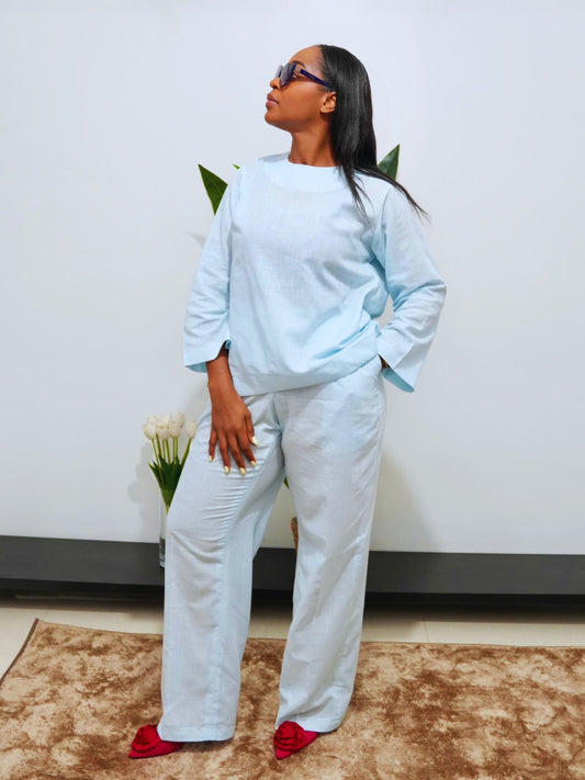 Djie Fall Silk - Aïcha - Set en Lin - Bleu