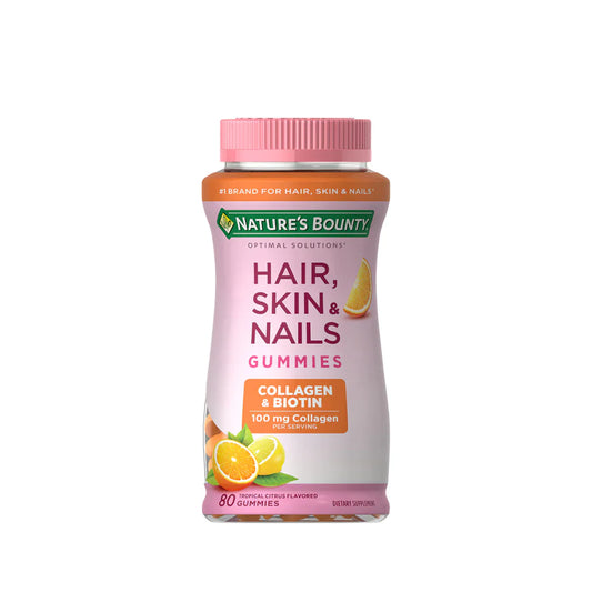 Nature’s Bounty Hair Skin Nails Biotine et Collagen Vitamines Goût Citron 80 gummies 100mcg